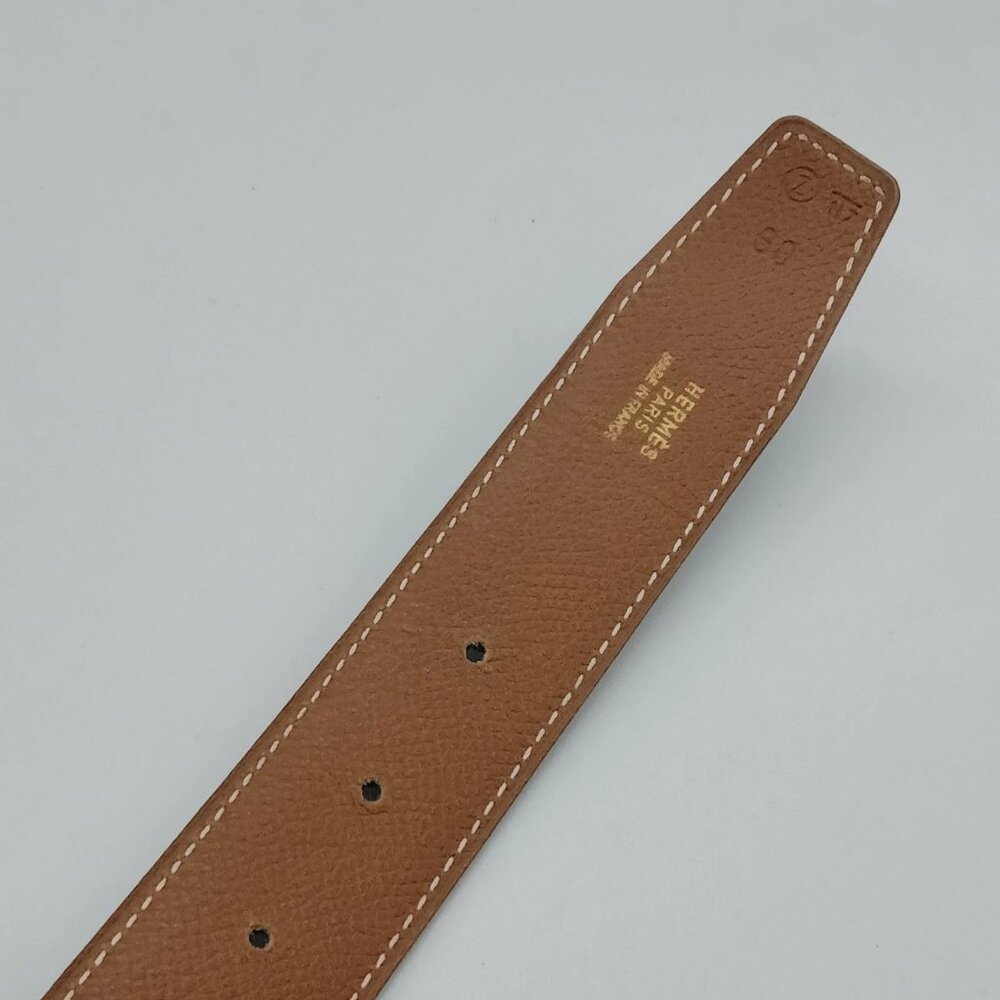 Authentic Hermès H Buckle Reversible Leather Belt Black Brown Gold - Picture 9 of 10
